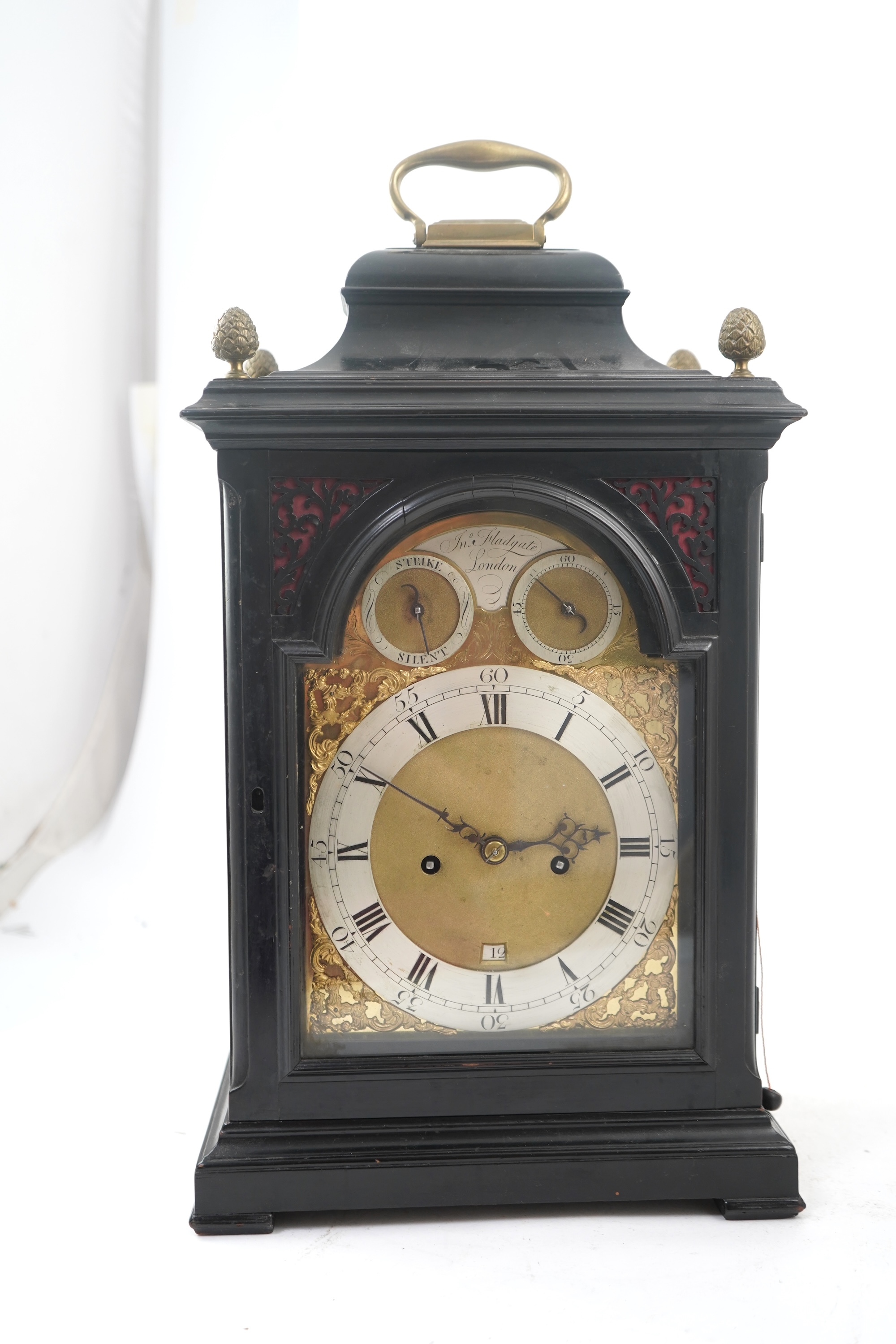 A George III double fusee ebonised bracket clock by John Fladgate, London